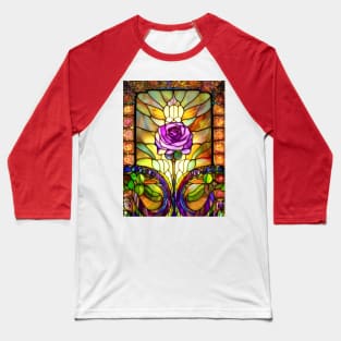 Stained Glass Rose Baseball T-Shirt